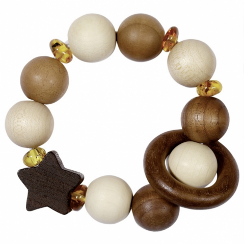 Interlocking Rings Montessori Wooden Touch Ring with Amber – Montessori Baby Toy | E&O Montessori