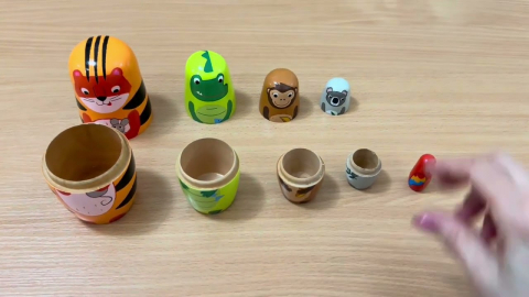 Embedded thumbnail for Nesting Dolls - Wild Animals: Tiger Tavi and his Friends - Opening, Closing, and Nesting