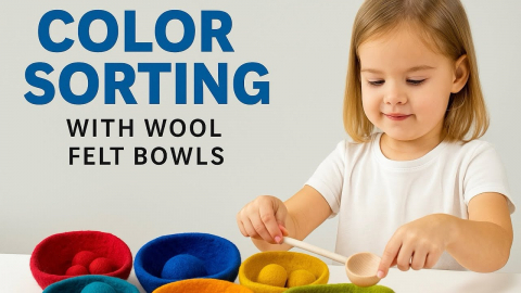 Embedded thumbnail for Montessori Color Sorting Game – Wool Felt Bowls