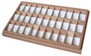 3.06.16 Printed Alphabet with Box. Blue, Print E & O Montessori Materials