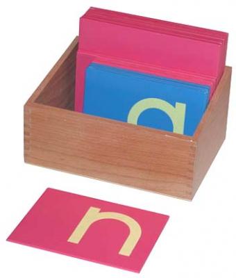 NEW Montessori Language Material Wooden Box for Lower Case Sandpaper Letters 