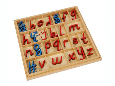 Small D'Nealian Style Moveable Alphabet, Red & Blue 5/10 Count With Box  