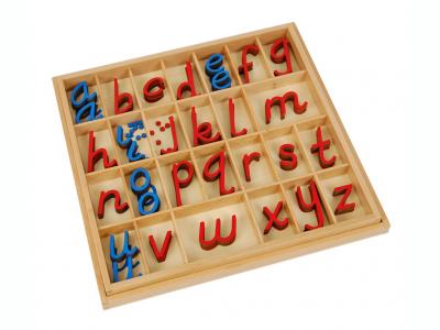 Small D'Nealian Style Moveable Alphabet, Red & Blue 5/10 Count With Box     