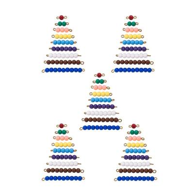 Colored Bead Stairs in a Red Wooden Box-5 Sets