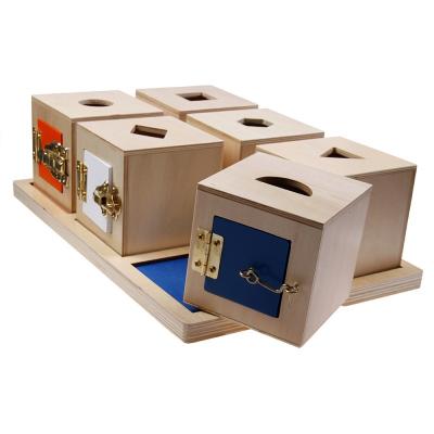 Lock Boxes with Objects and Tray - Set of 6