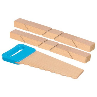 Wooden Building Blocks with Velcro Connectors and Saw 