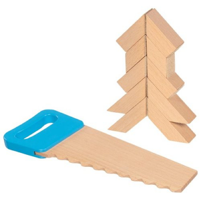 Wooden Building Blocks with Velcro Connectors and Saw 