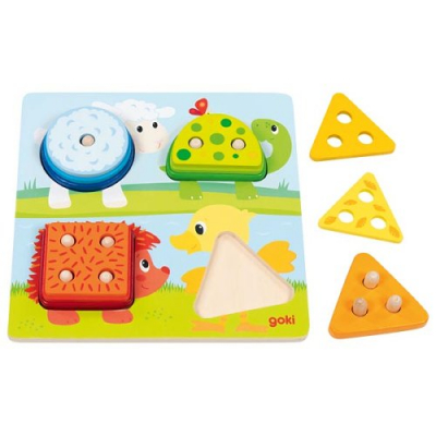 Animal Puzzle Board: Sort by Color & Shape