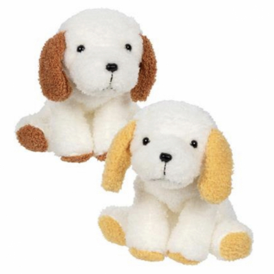 Montessori-inspired plush puppy toy in gentle colors, soft and cuddly for early childhood nurturing play