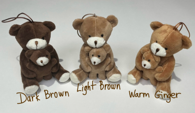 Montessori-inspired plush mama bear with baby cub
