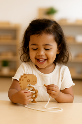 Wooden Dinosaur Lacing Toy