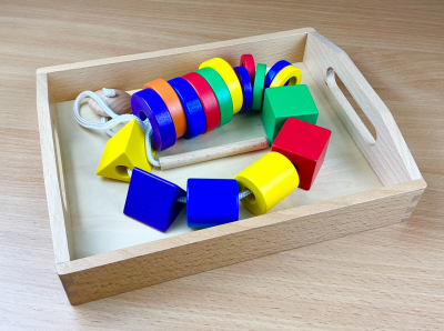 Toddler Threading Activity with Tray (Classic Montessori)