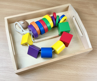 Toddler Threading Activity with Tray (Classic Montessori)