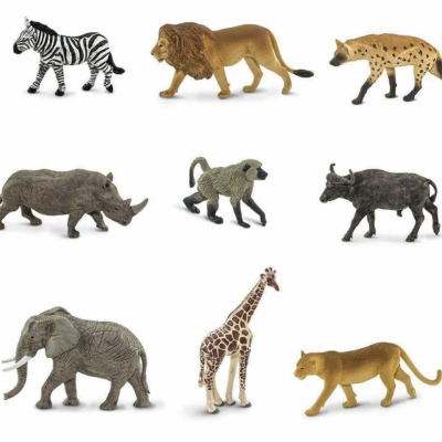 Realistic safari animal figurines for Montessori Africa continent studies