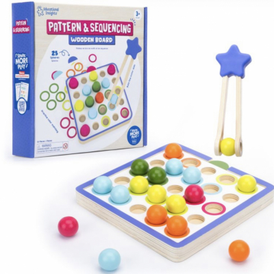 Montessori-inspired pattern and sequencing material for independent hands-on learning