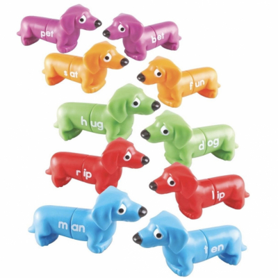 Snap-N-Learn™ Rhyming Pups Snap-N-Learn Rhyming Pups toy with 20 snap-together puppy pieces in a storage jar
