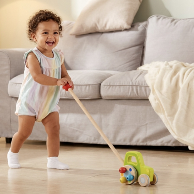 Montessori Inspired Wooden Push-Along Tractor for Toddler Montessori Inspired Wooden Push-Along Tractor for Toddler