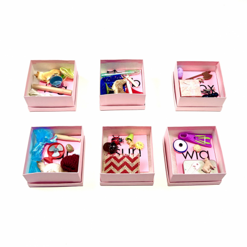 The Montessori Pink Series - Pink Cardboard Boxes with Objects and Word Cards