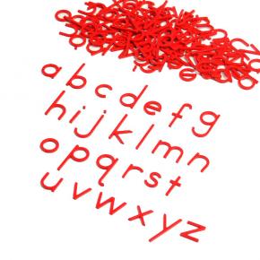 Small Movable Alphabet Print - Red Wooden Letters, Lower Case