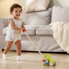 Montessori Inspired Wooden Push-Along Tractor for Toddler