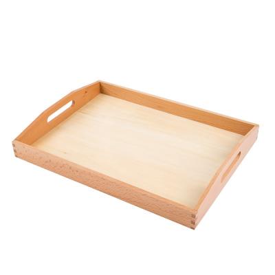 Large Wooden Tray with Cutout Handles